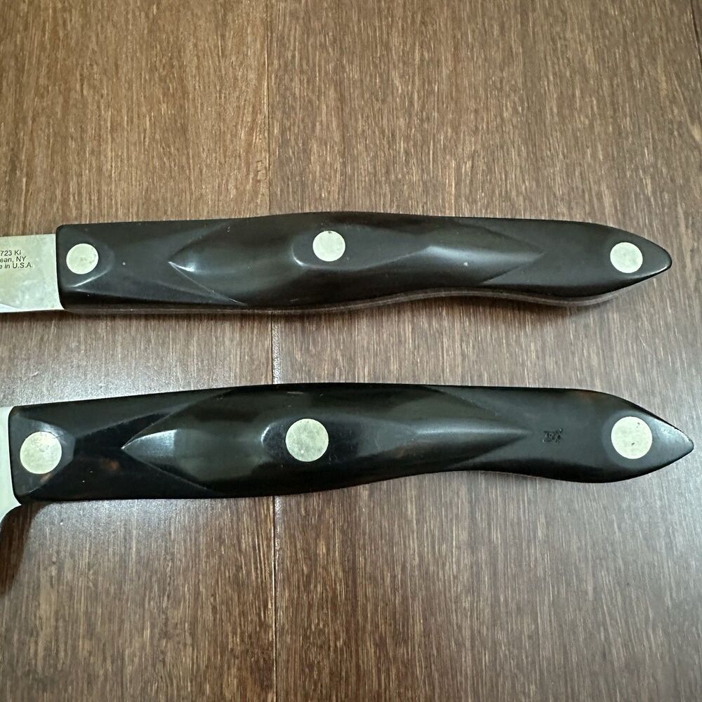 CUTCO 1725 French Chefs Knife 1723 Serrated Carving Knife 9” Brown Handle USA - Picture 2 of 16